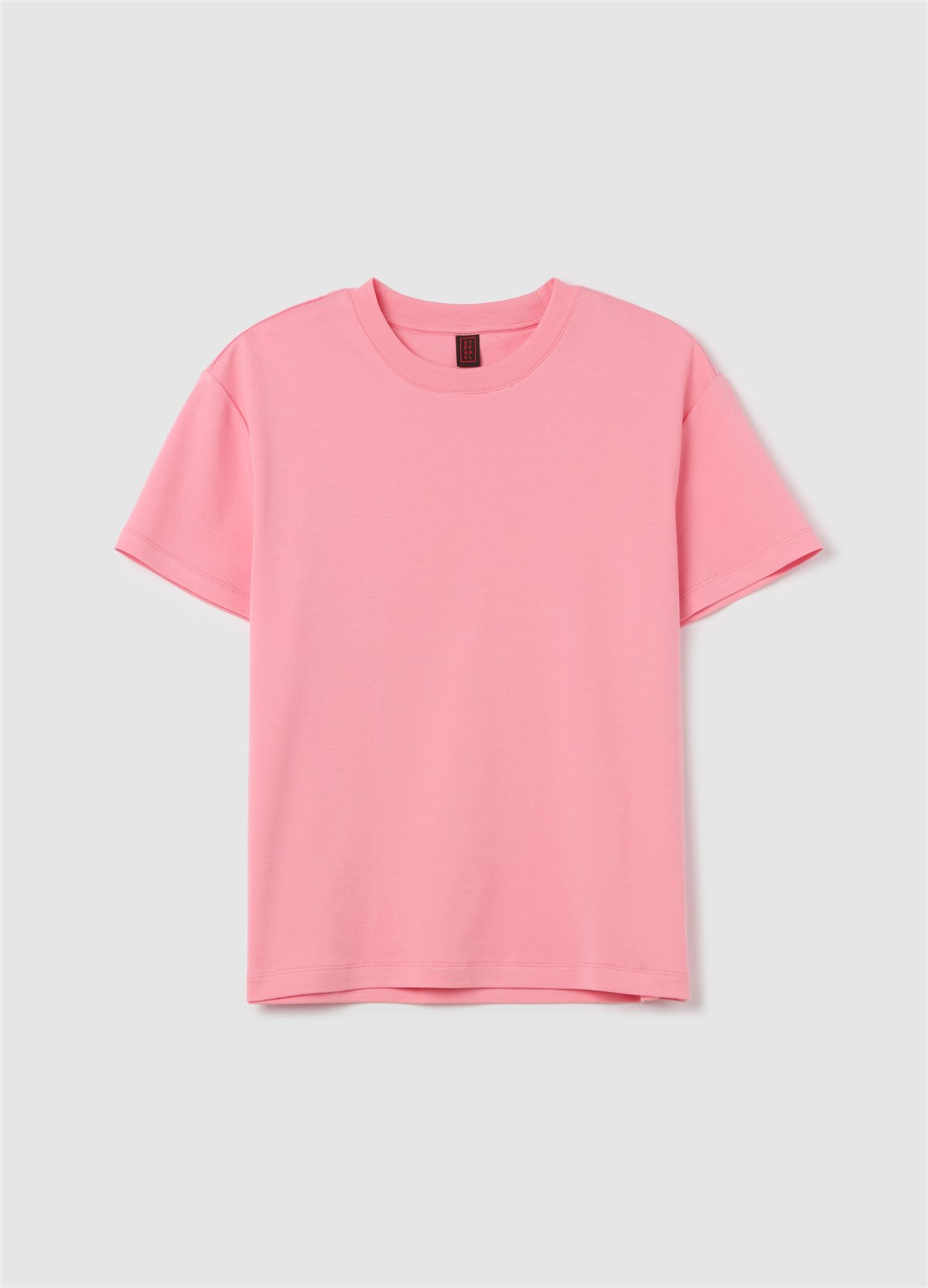 Düz Renk Pamuk Pembe Tişört