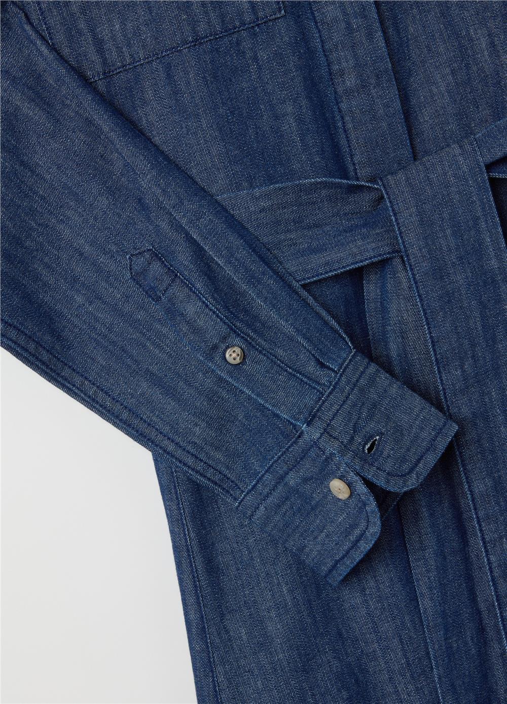 Düzenli Fit Denim Pamuklu Gömlek Elbise