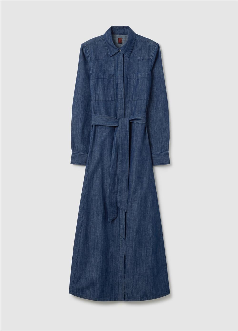 Düzenli Fit Denim Pamuklu Gömlek Elbise