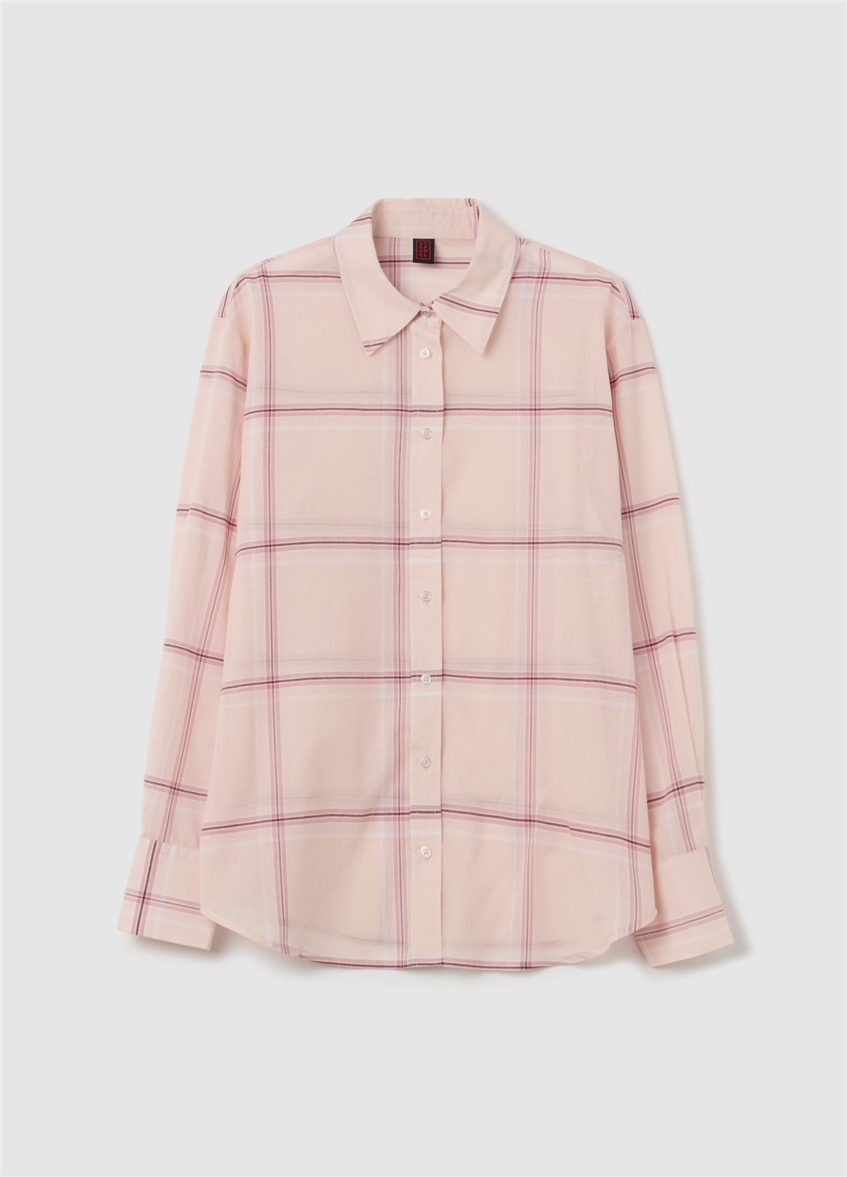 Ekose Desenli Oversize Pembe Gömlek