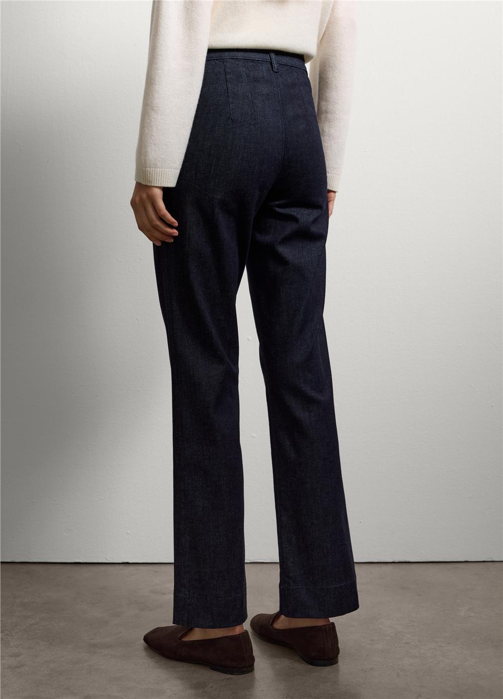 Esnek Denim Mavi Dar Pantolon
