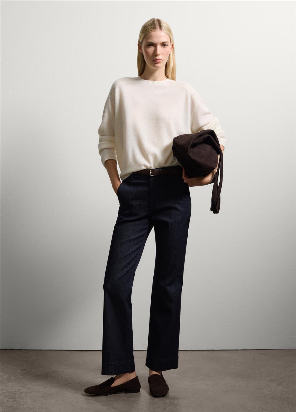 Esnek Denim Mavi Dar Pantolon