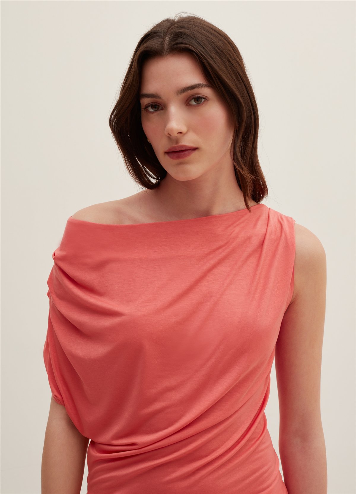Esnek Lyocell Pembe Tek Omuzlu Atlet