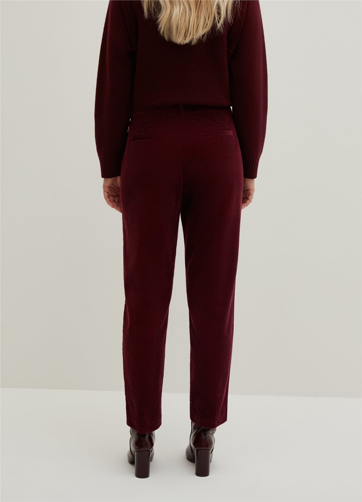 Fitilli Kadife Bordo Chino Pantolon