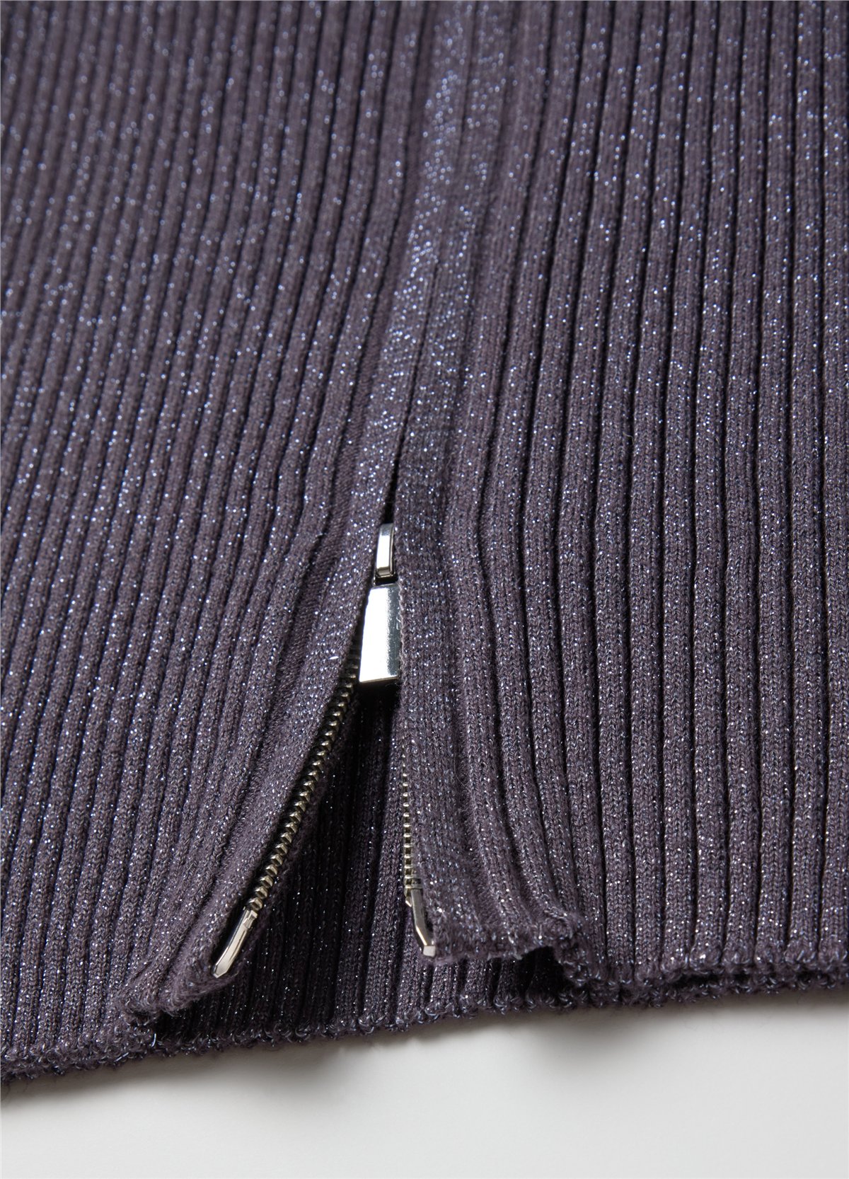 Fitilli Tam Boy Fermuarlı Gri Hırka