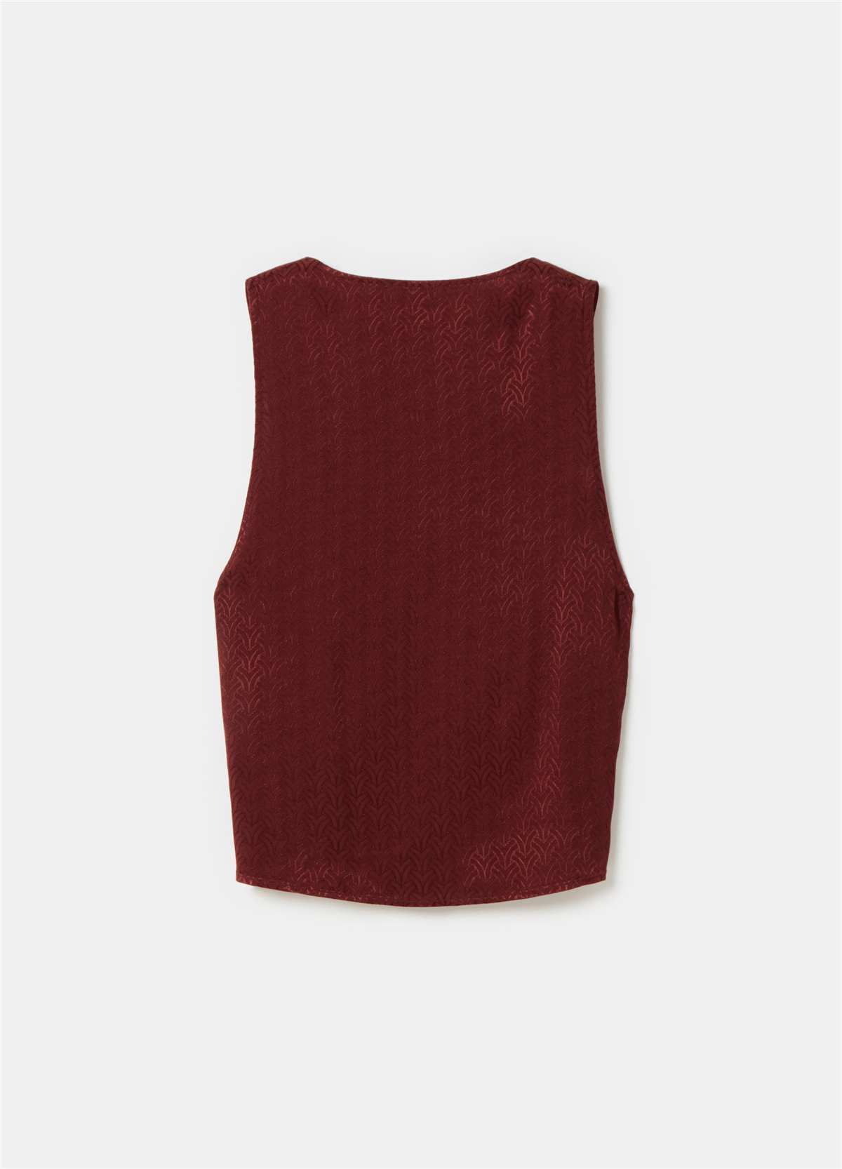 Geometrik Desenli Jakarlı Bordo Üst