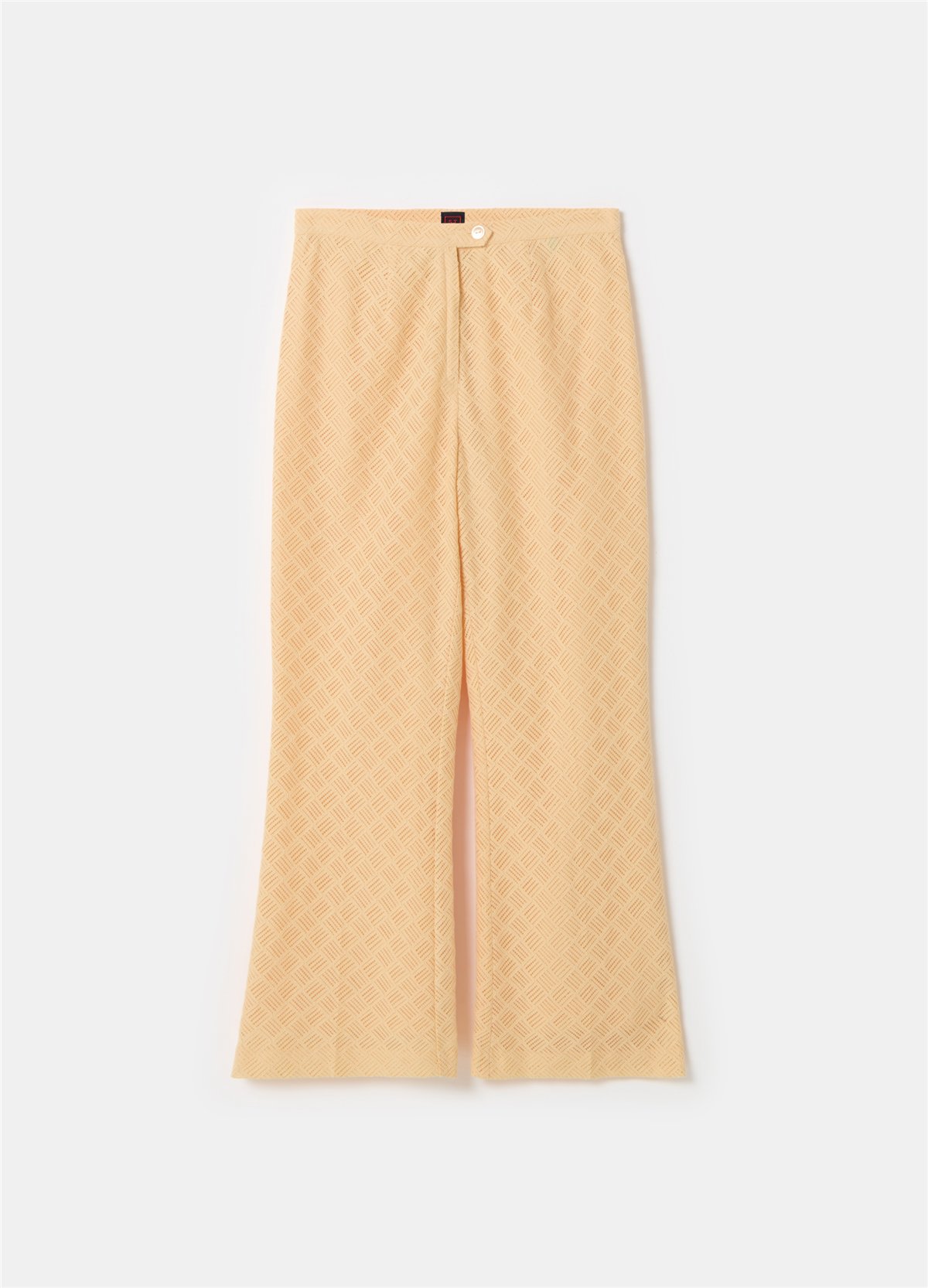 Geometrik Motifli Bol Paça Sarı Pantolon