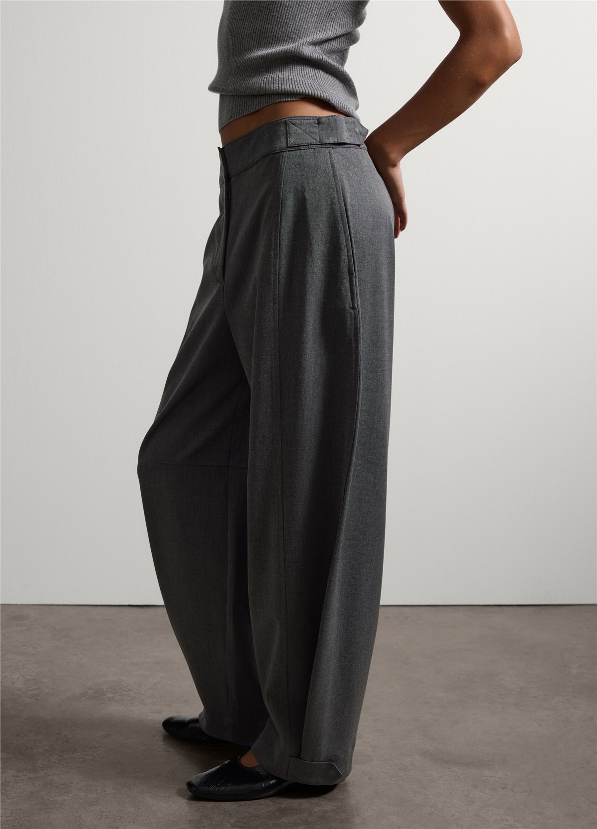 Gri Esnek Modal Viskon Yün Ve Kaşmir Karışımlı Slim Fit Kumaş Pantolon