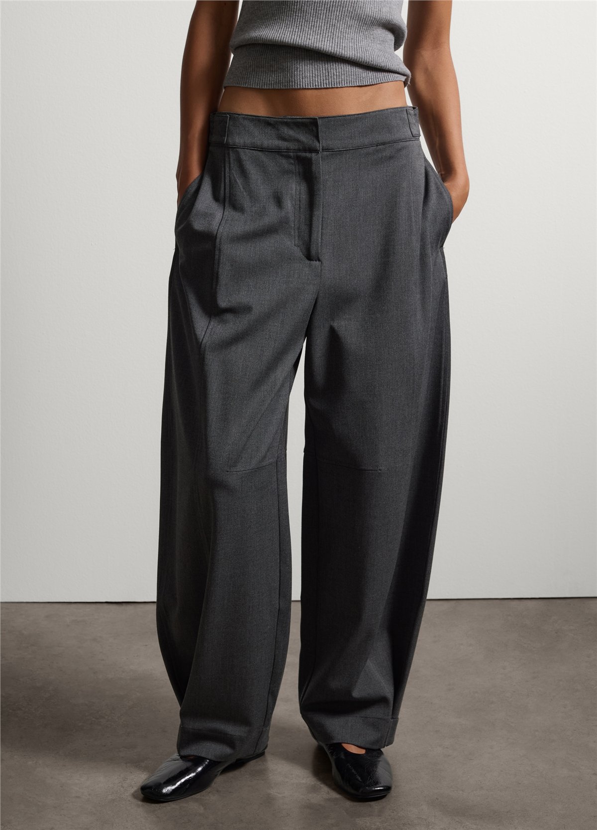 Gri Esnek Modal Viskon Yün Ve Kaşmir Karışımlı Slim Fit Kumaş Pantolon