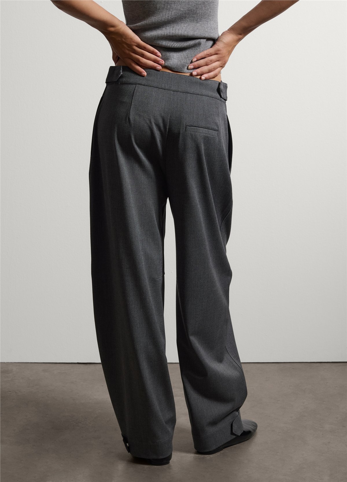 Gri Esnek Modal Viskon Yün Ve Kaşmir Karışımlı Slim Fit Kumaş Pantolon