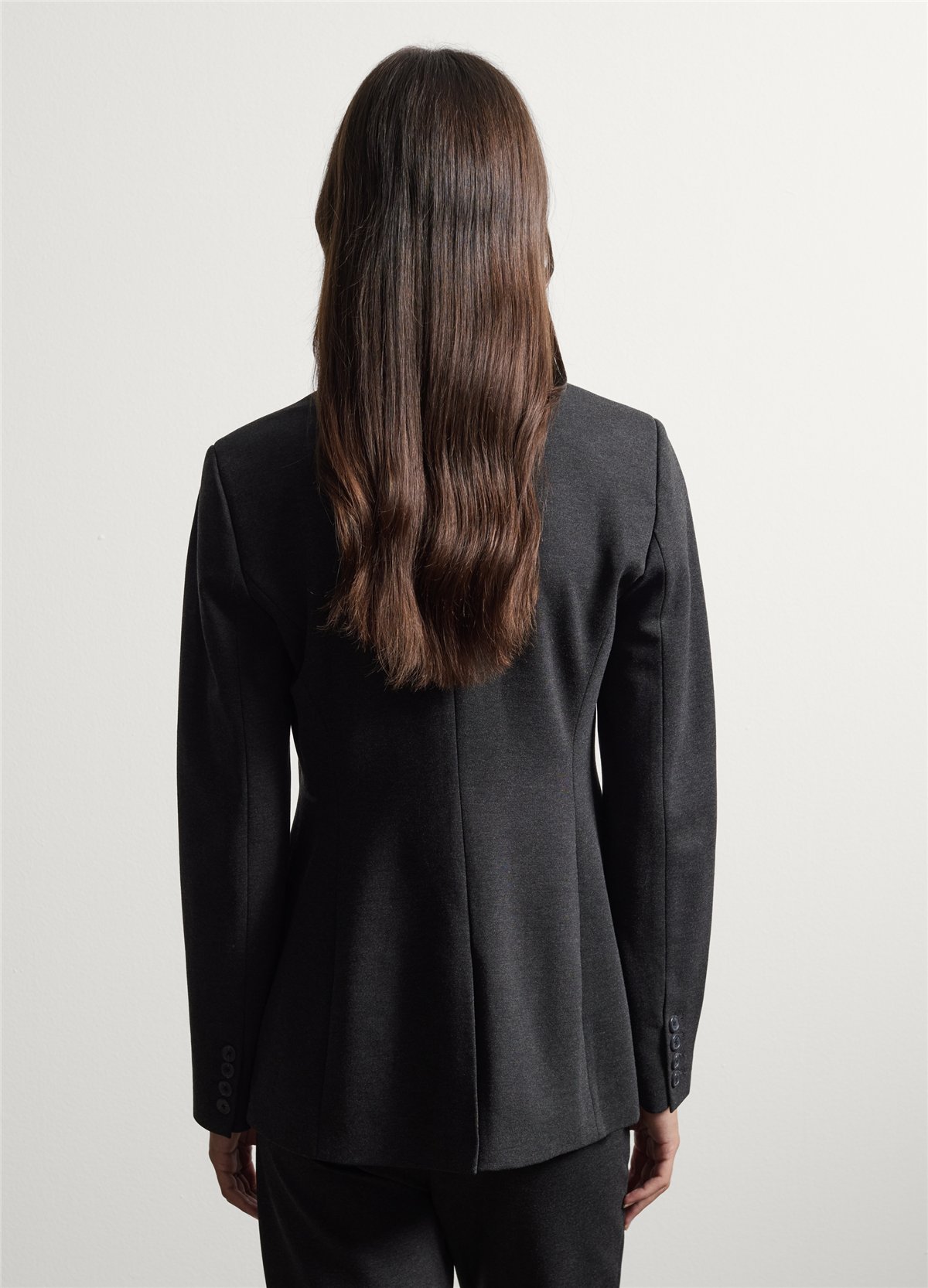 Gri Klasik Yaka Regular Fit Esnek Viskon Blazer Ceket
