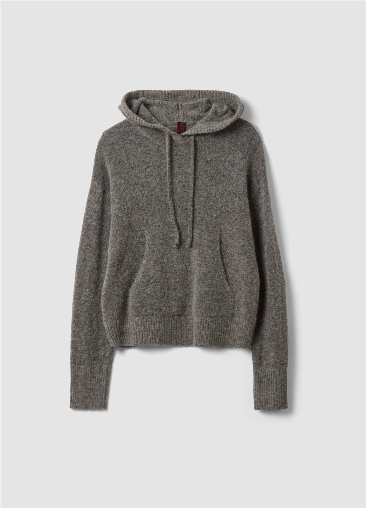 Gri Regular Fit Esnek Yün Ve Alpaka Kapüşonlu Sweatshirt