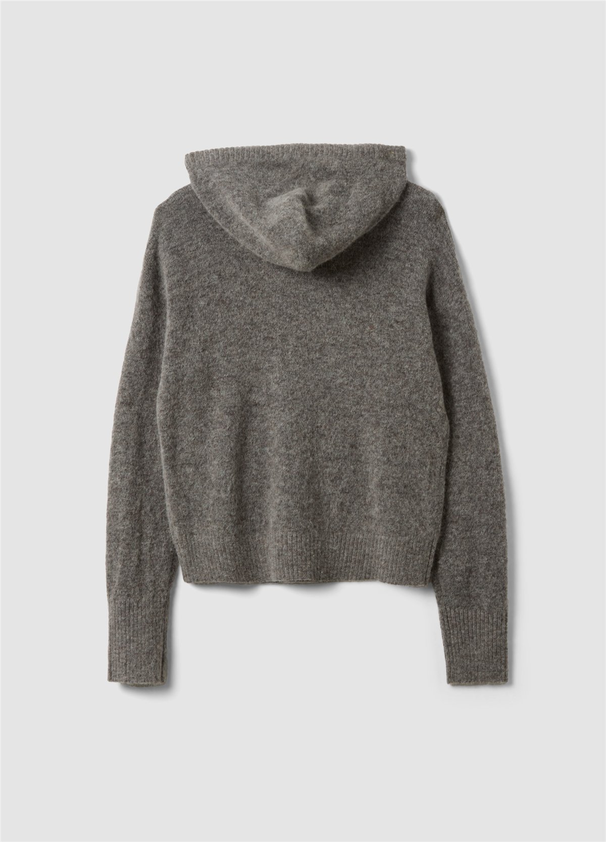 Gri Regular Fit Esnek Yün Ve Alpaka Kapüşonlu Sweatshirt