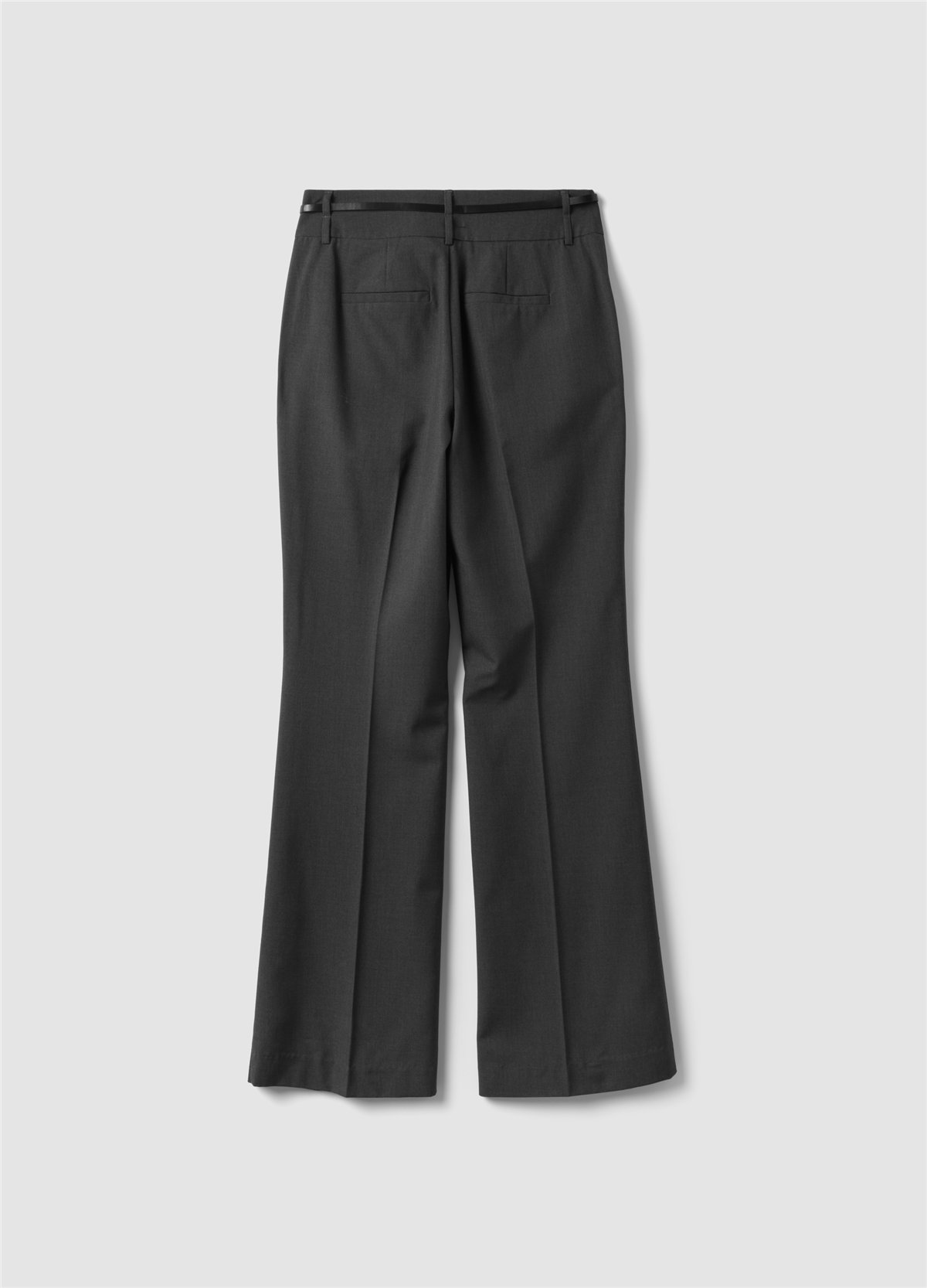 Gri Viskon Ve Yün Karışımlı Düz Kesim Kumaş Pantolon