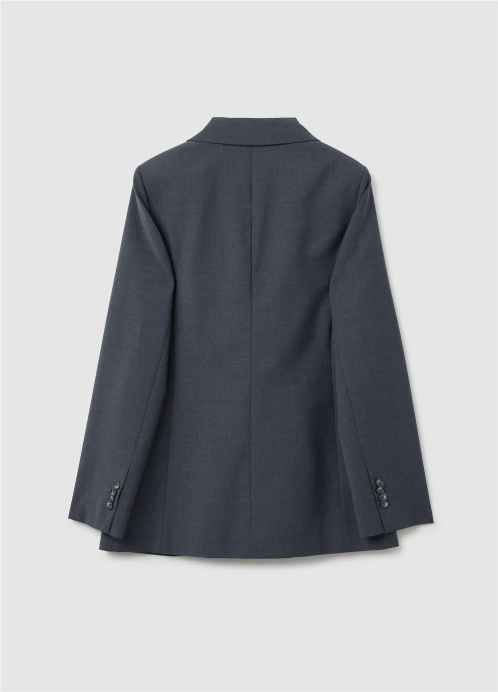 Gri yün karışımlı oversize blazer ceket