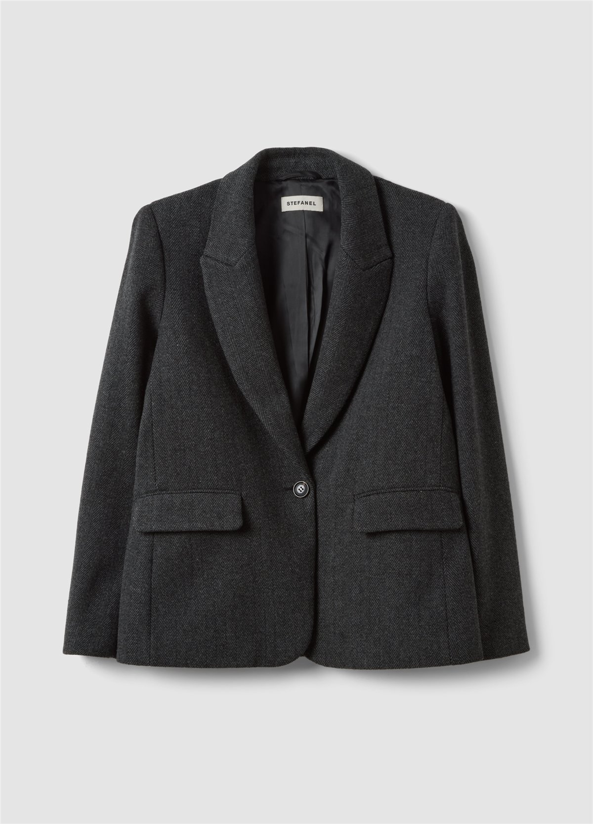 Gri Yün Ve Viskon Karışımlı Regular Fit Klasik Yaka Blazer Ceket