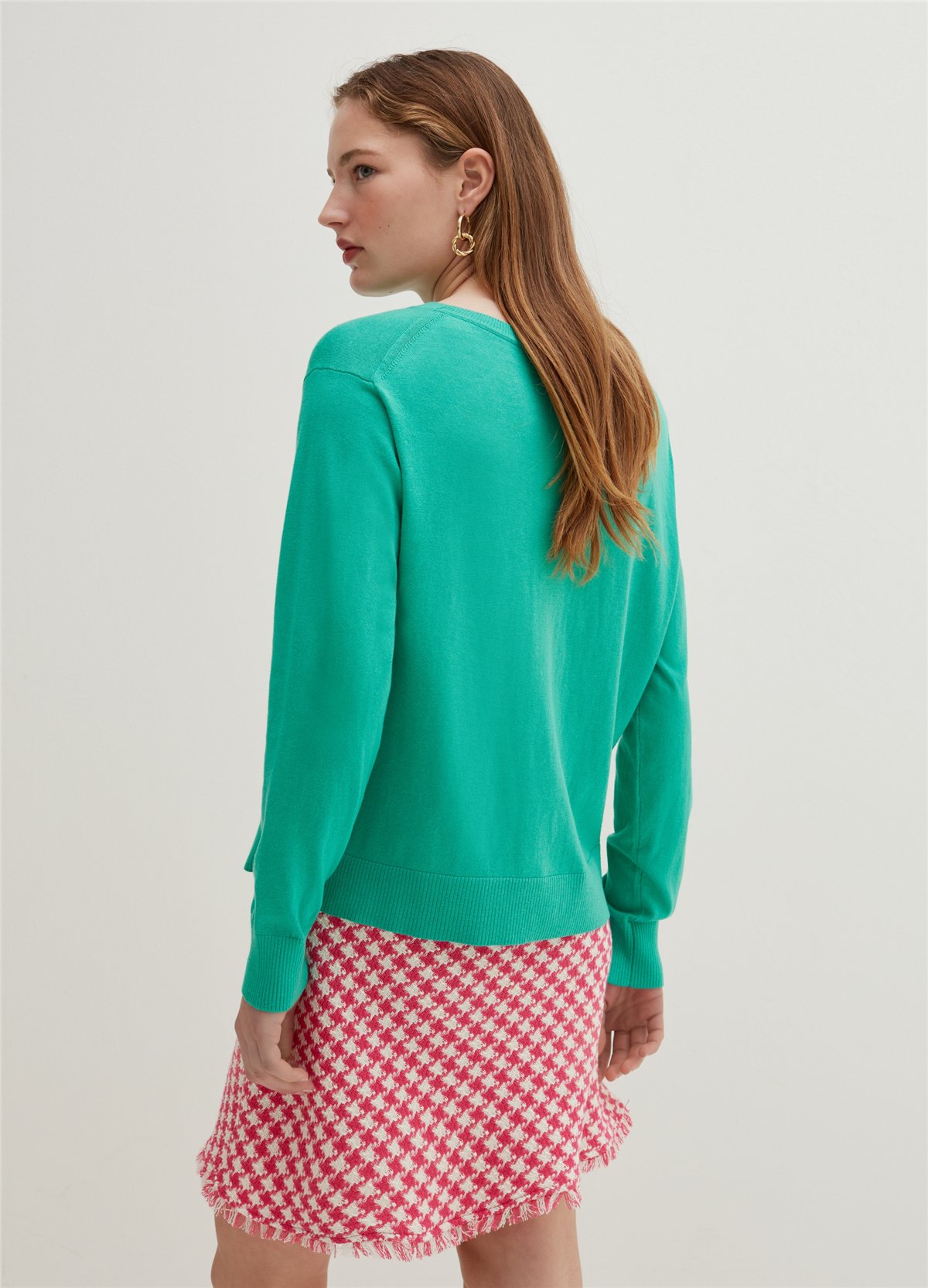 İpek Ve Pamuklu Oversize Turkuaz Kazak