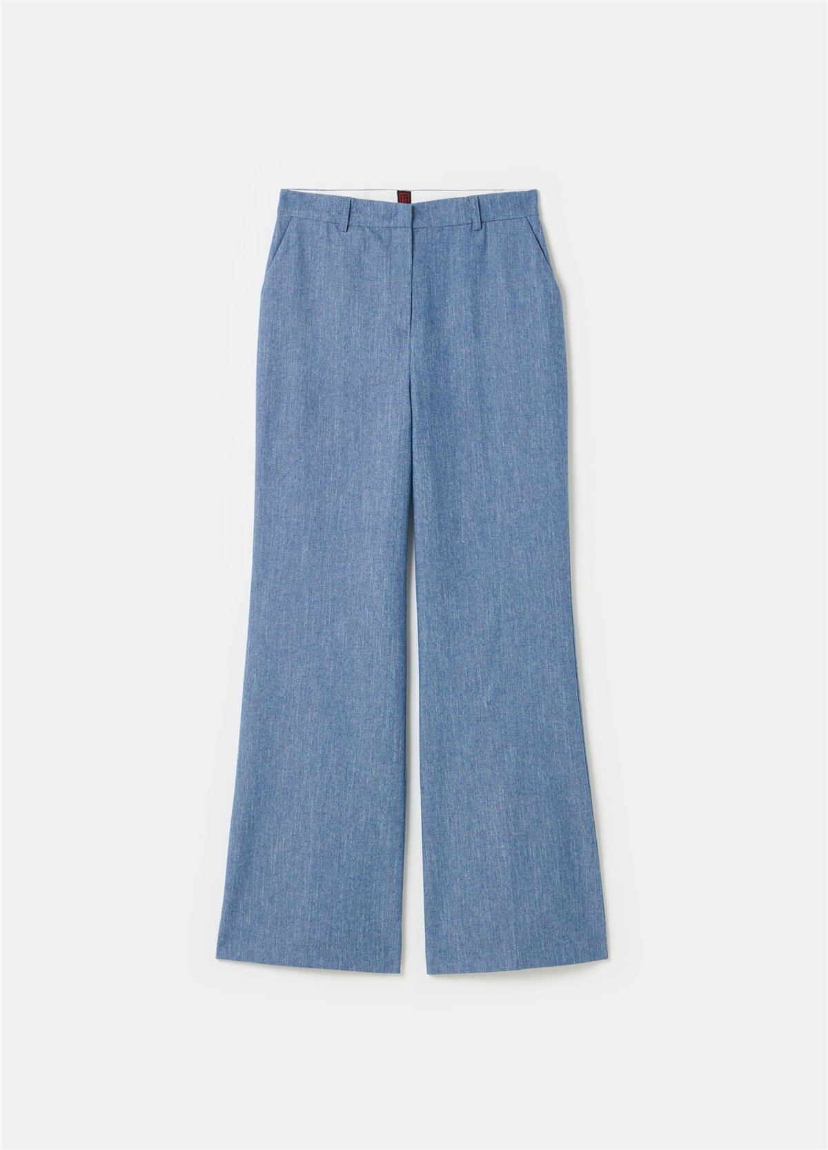 İspanyol Paça Denim Görünümlü Mavi Pantolon