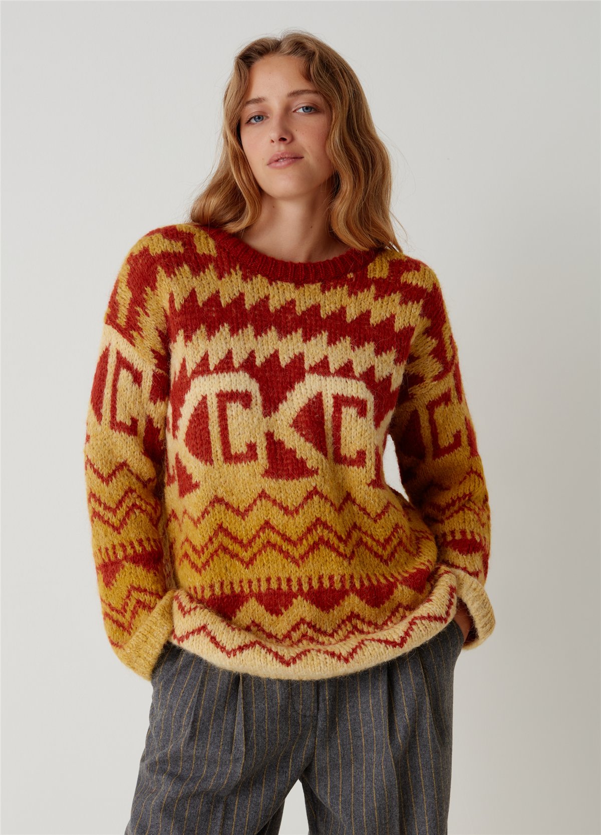 Jakar Desenli Oversize Kazak