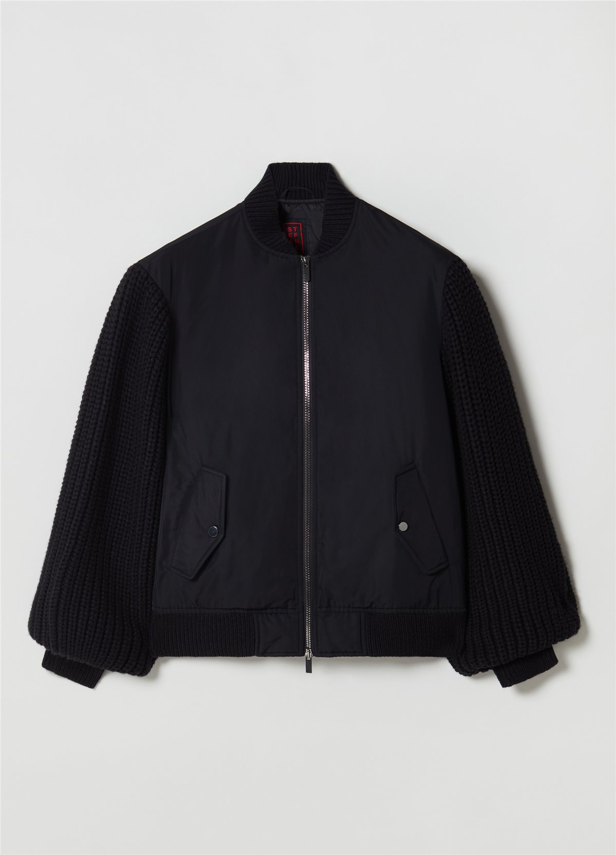 Jarse Kollu Oversize Siyah Bomber Ceket