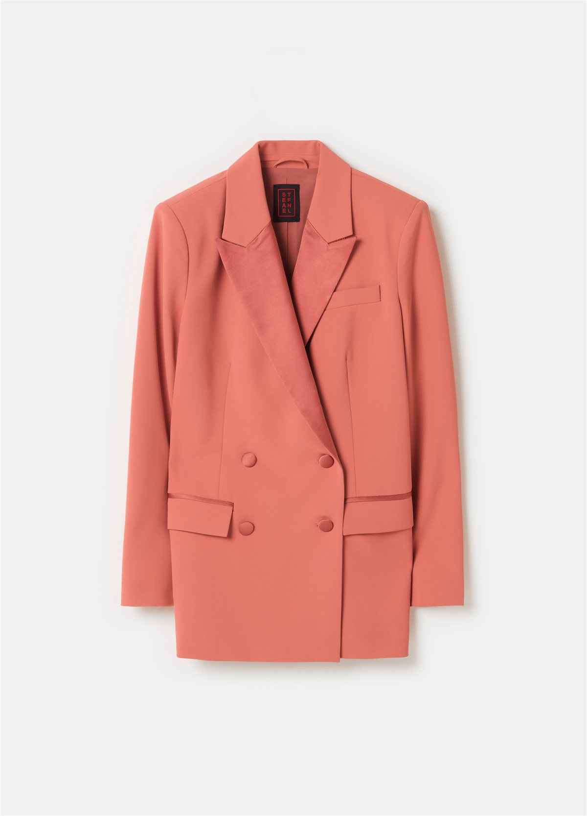 Kadi Kumaştan Kruvaze Pembe Blazer Ceket