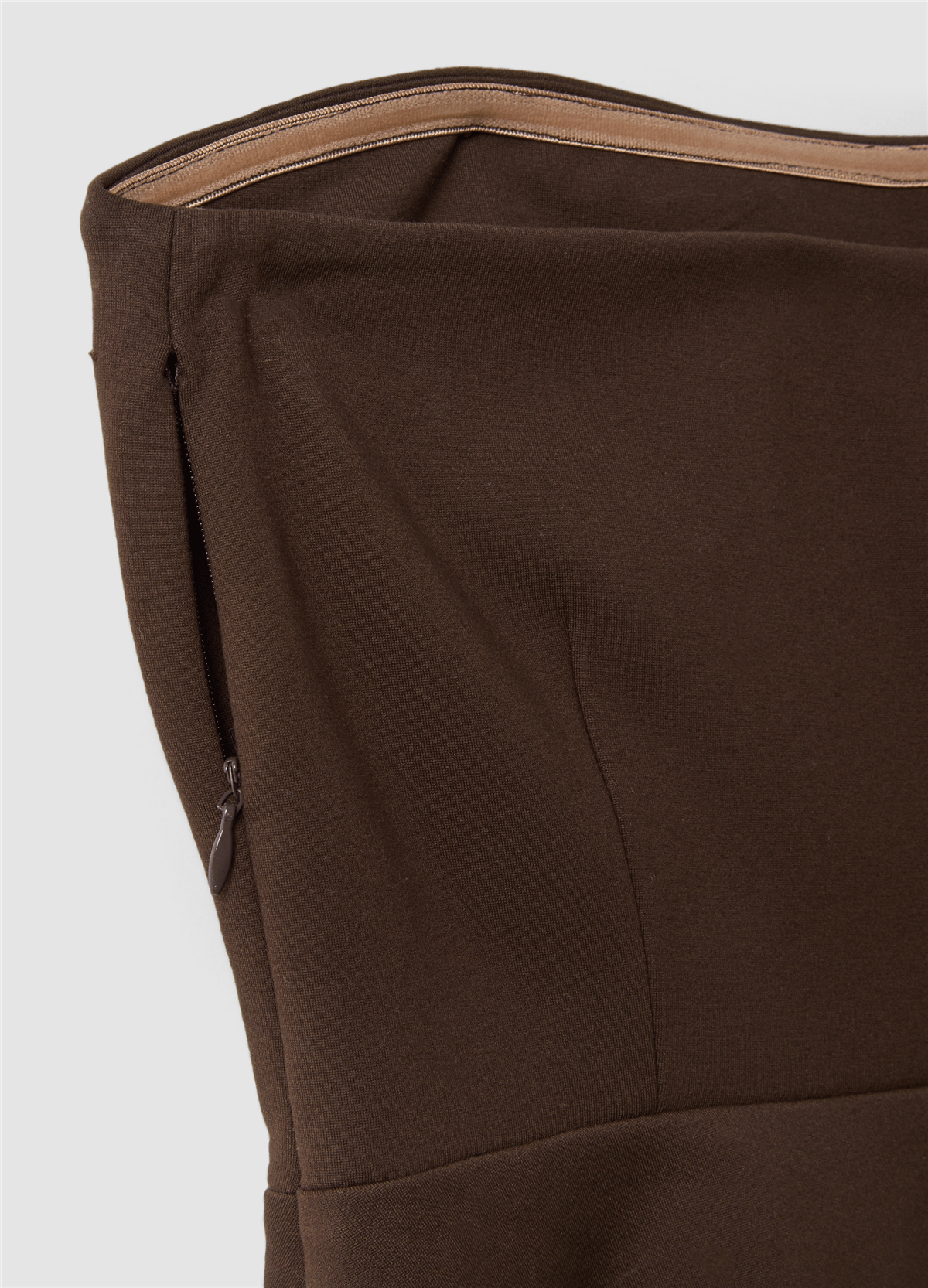 Kahverengi Esnek Viskon Slim Fit Bandeau Üst