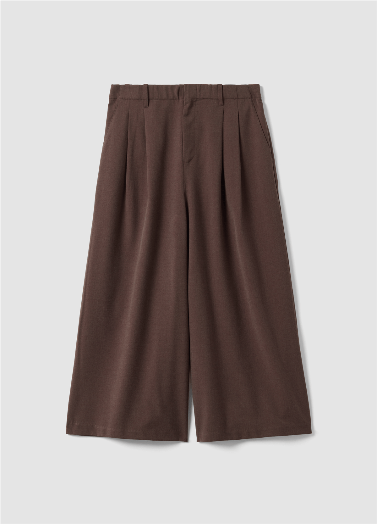 Kahverengi Kısa Boy, Comfort Fit Viskon Ve Yün Karışımlı Pantolon