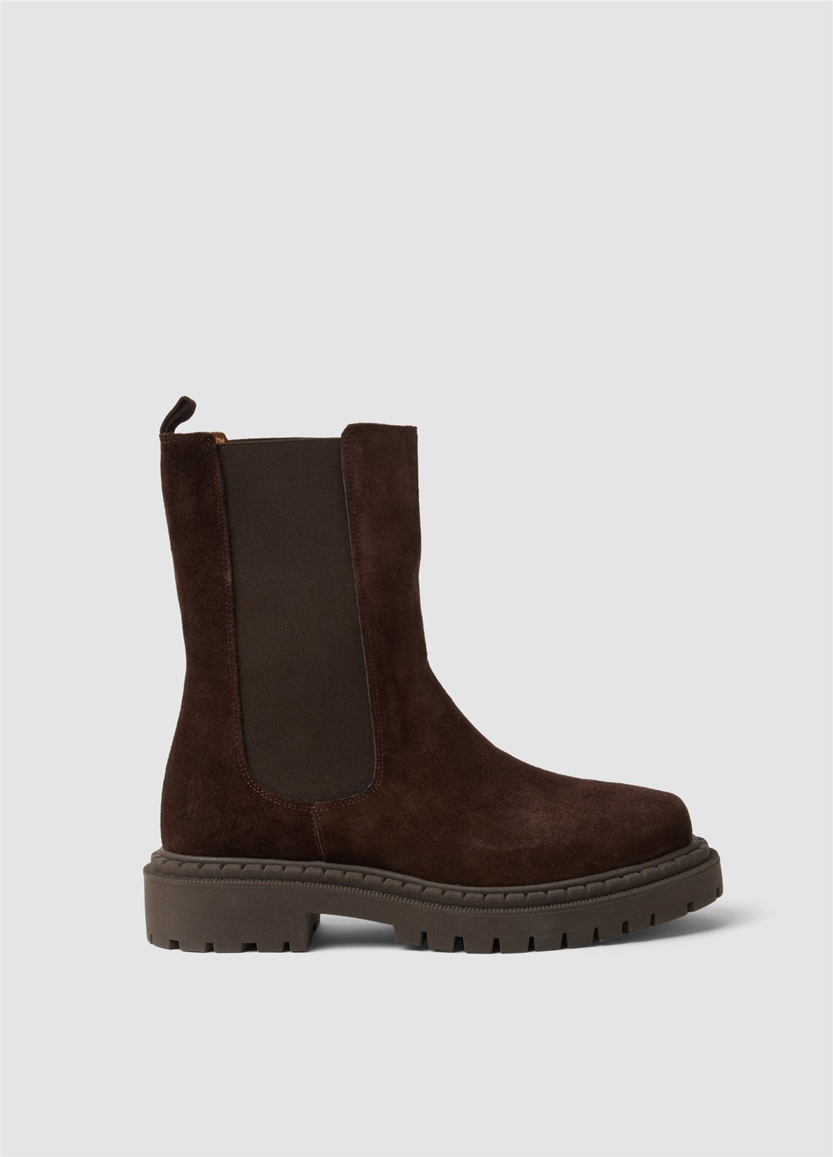 Kahverengi Tırtıklı Tabanlı Hakiki Deri Bot