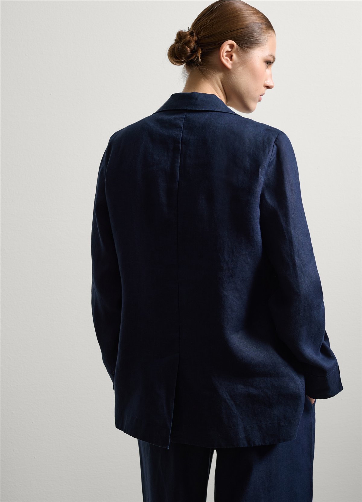 Keten Akışkan Lacivert Blazer