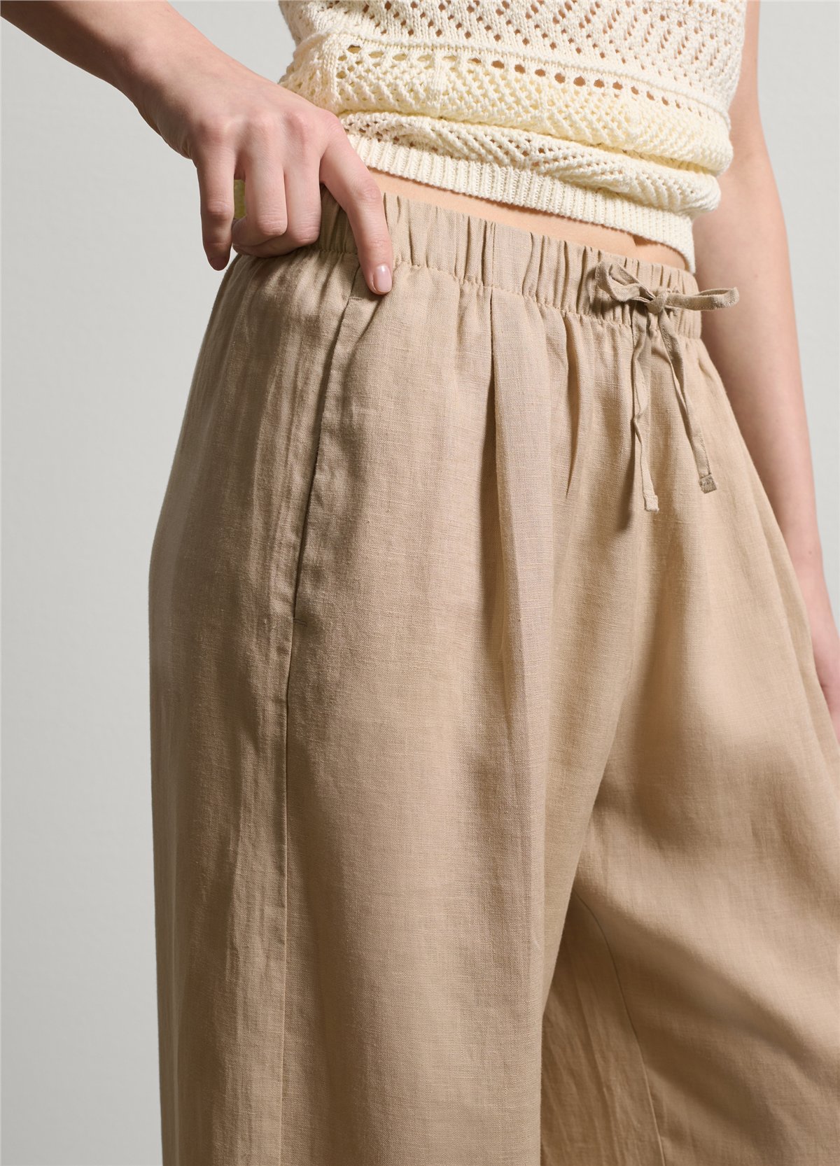 Keten Jogger Bol Paça Bej Pantolon