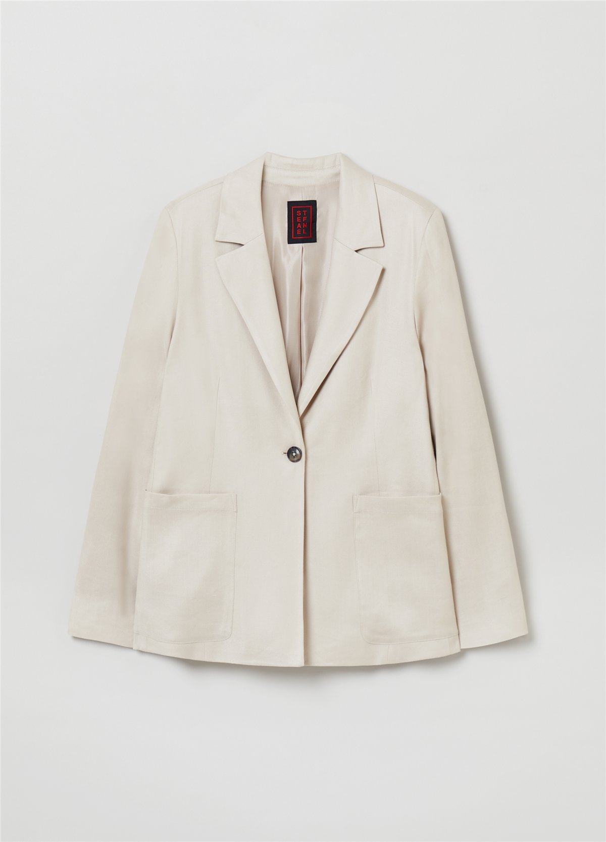 Keten Ve Viskoz Karışımlı Bej Oversize Blazer