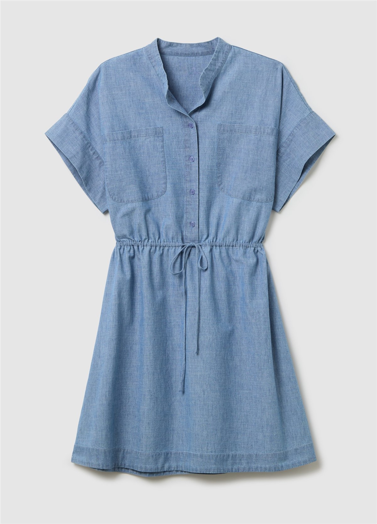 Kısa Akışkan Denim Elbise