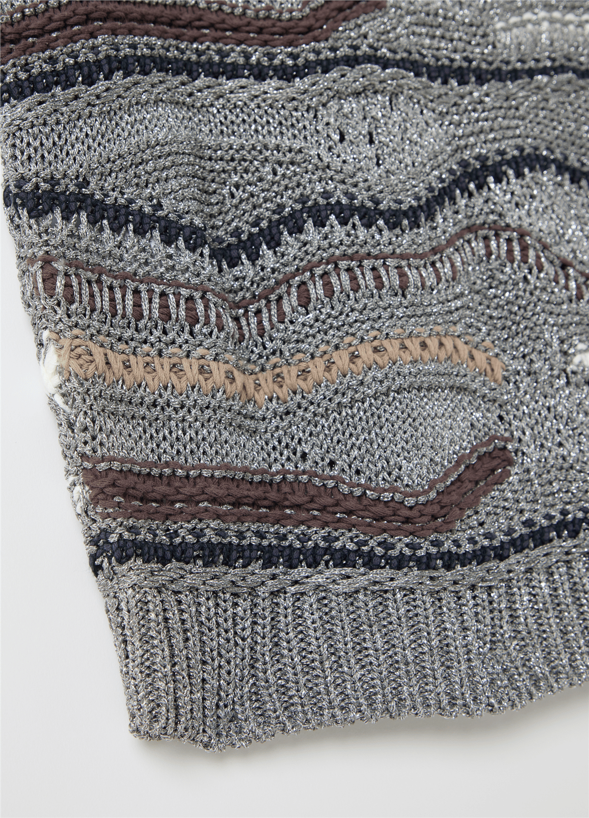 Kontrast Detaylı Lurex Tişört