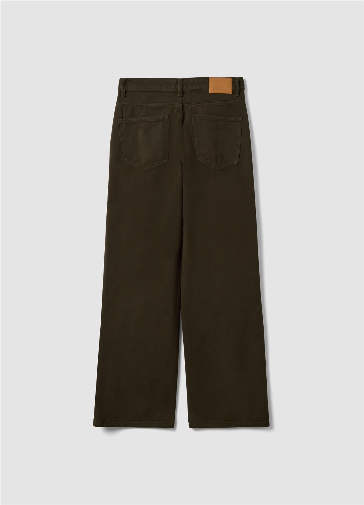 Koyu Kahverengi Bol Paça Pamuklu Denim Pantolon