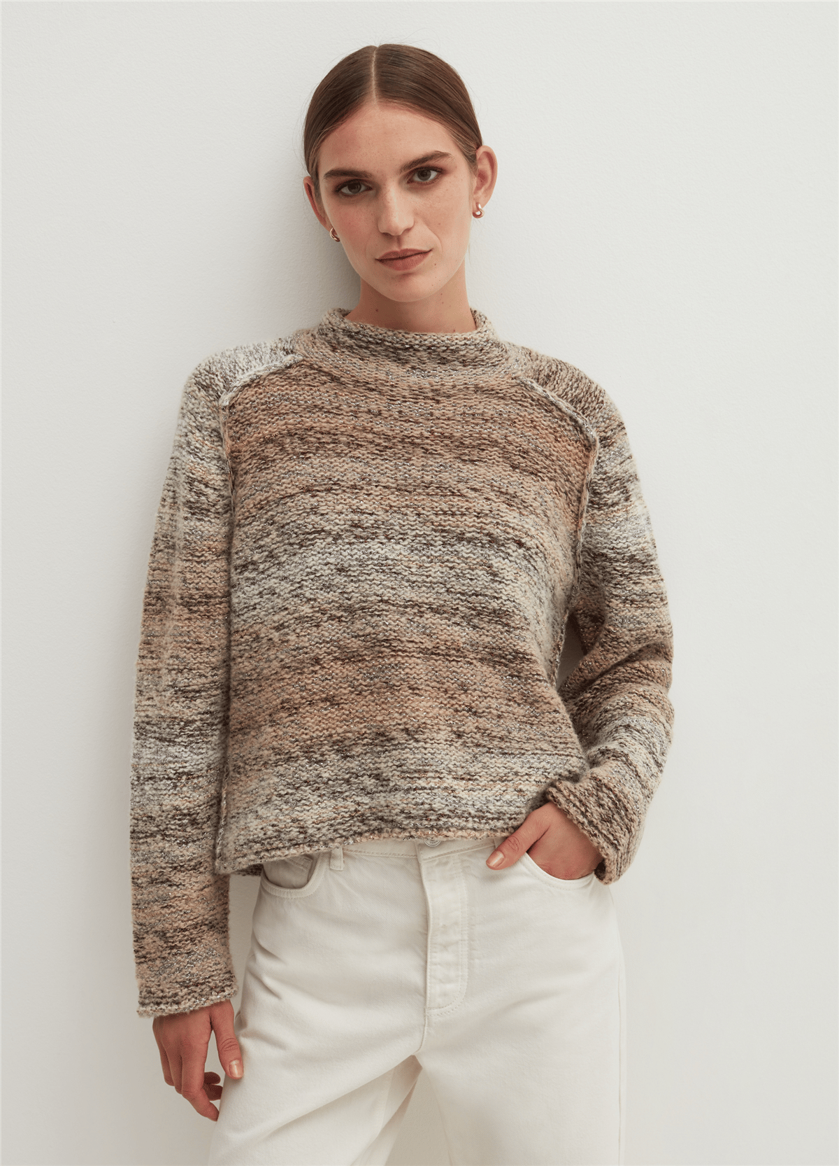 Lurex Detaylı Baskılı Kazak