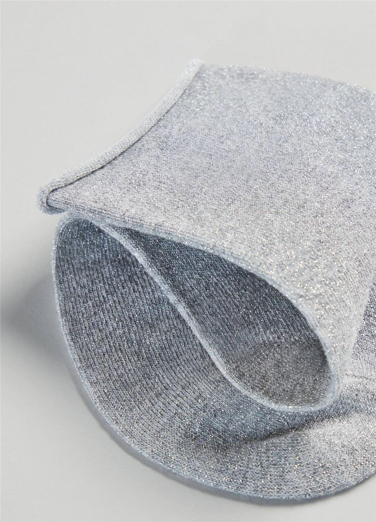 Lurex Gümüş Kısa Çorap