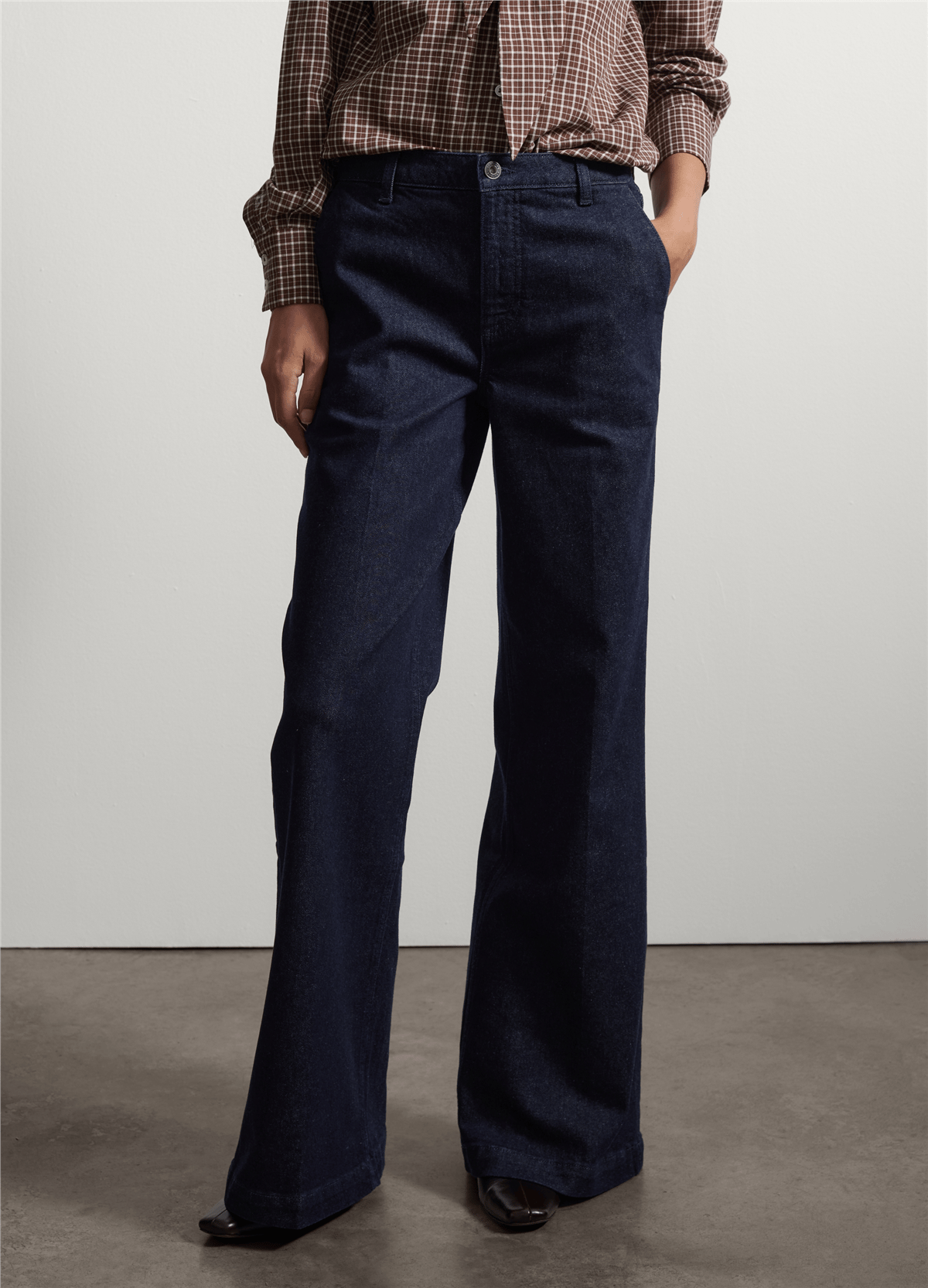 Mavi Bol Paça Esnek Pamuklu Denim Jean