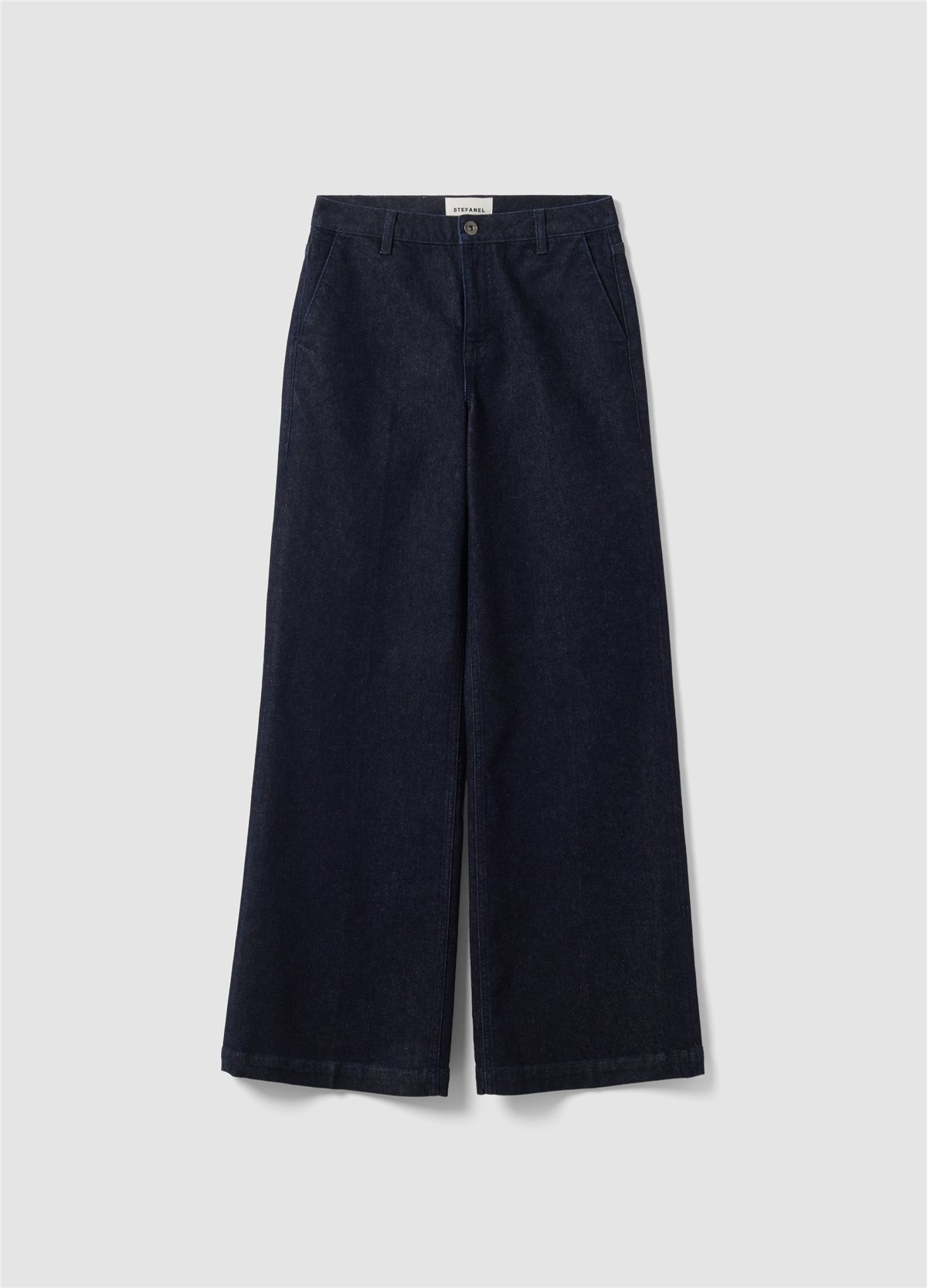 Mavi Bol Paça Esnek Pamuklu Denim Jean