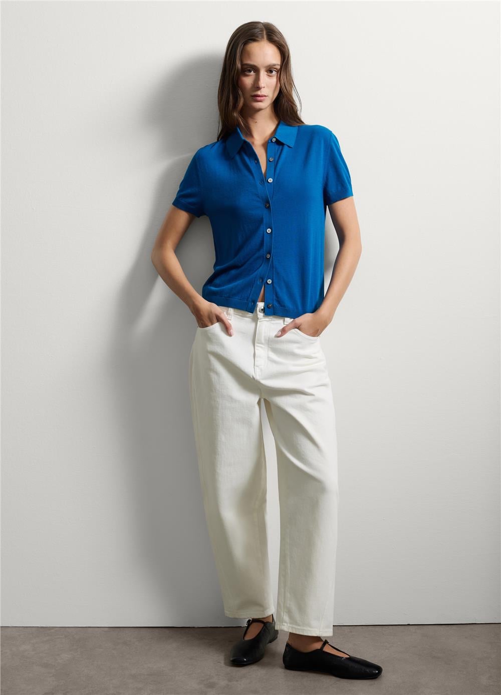 Mavi Düzenli Fit Lyocell Polo