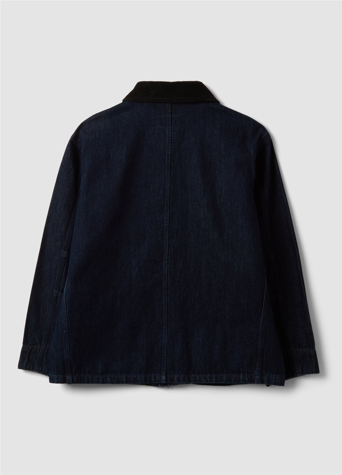 Mavi Kadife Yakalı Oversize Fit Saf Pamuk Denim Ceket