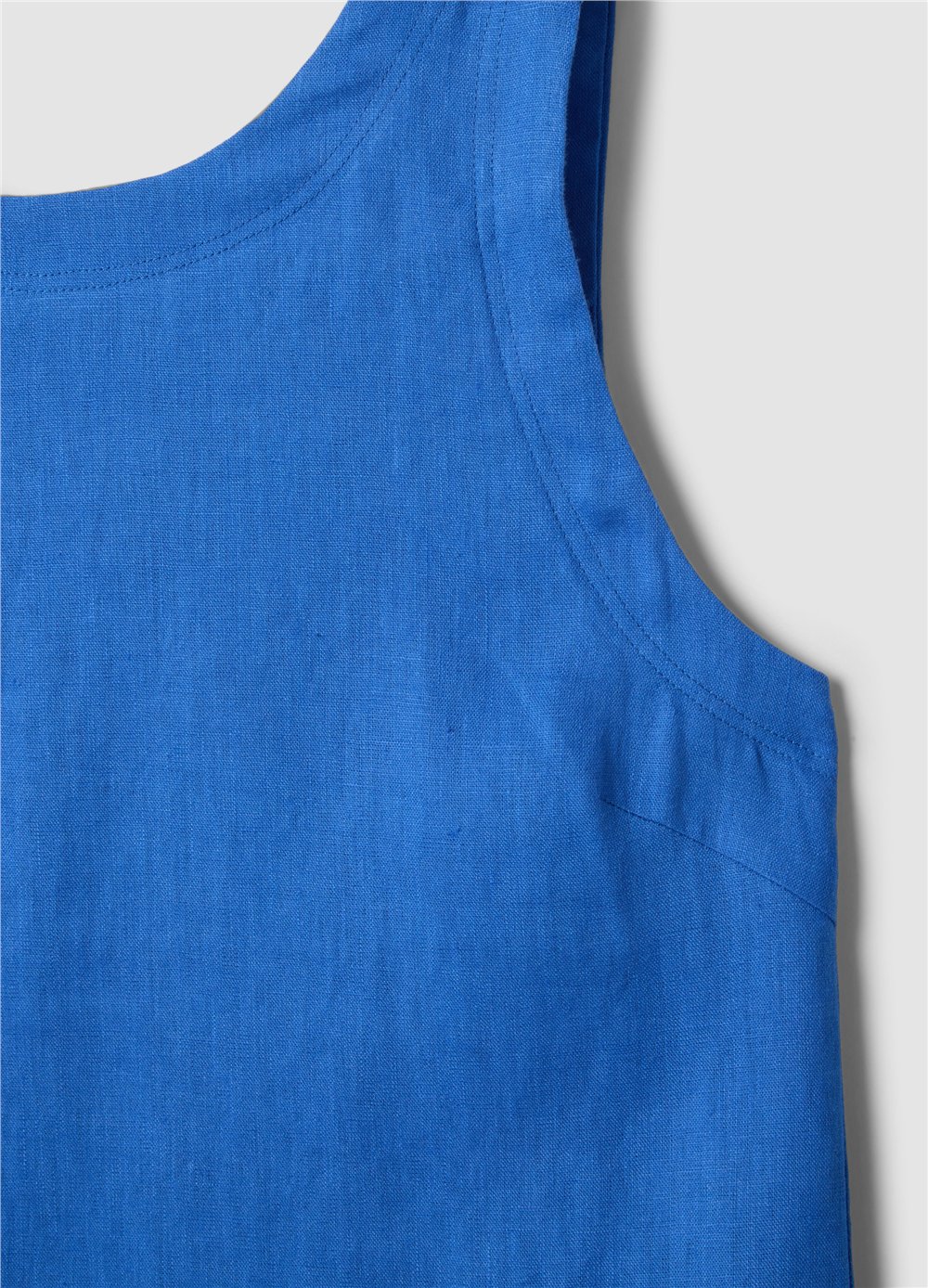 Mavi Kolsuz Keten Mini Elbise Regular Fit