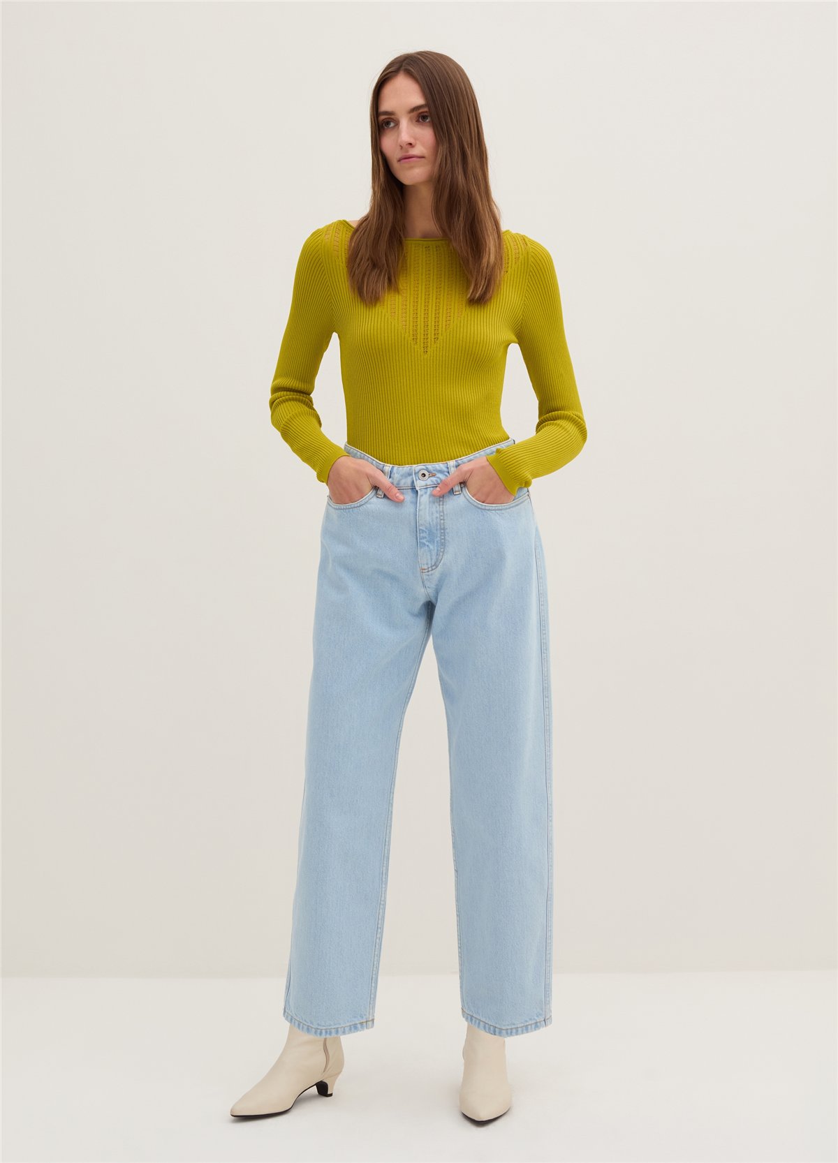 Mum-Fit Kısa Paça Açık Mavi Kot Pantolon