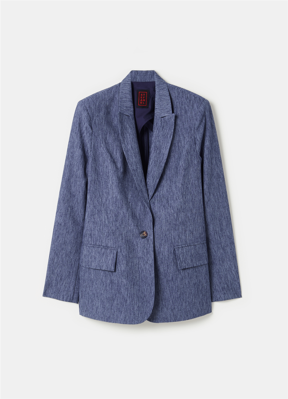 Nattè Dokulu Mavi Tek Düğmeli Blazer