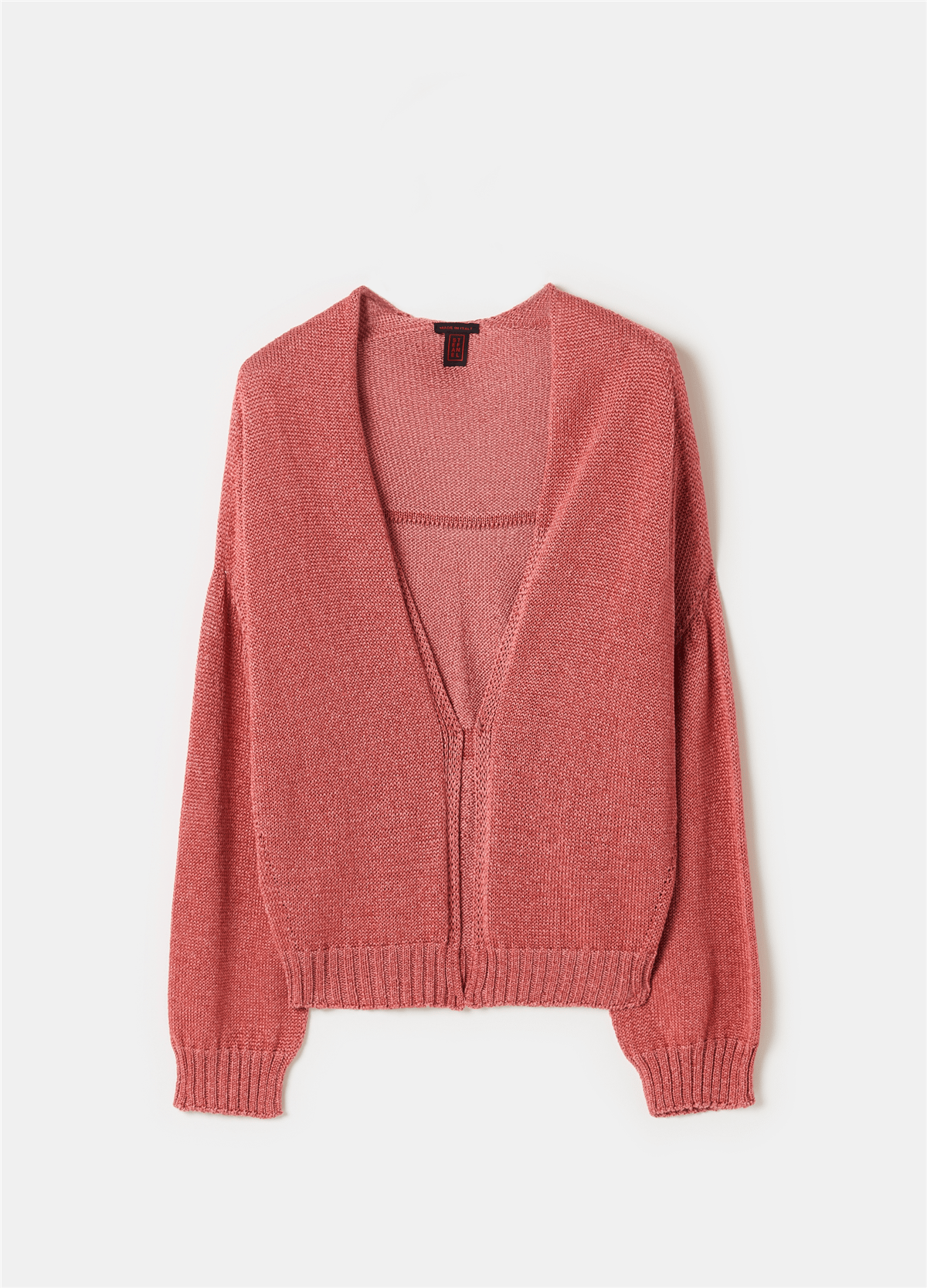Oversize Önü Açık Dikişsiz Pembe Hırka