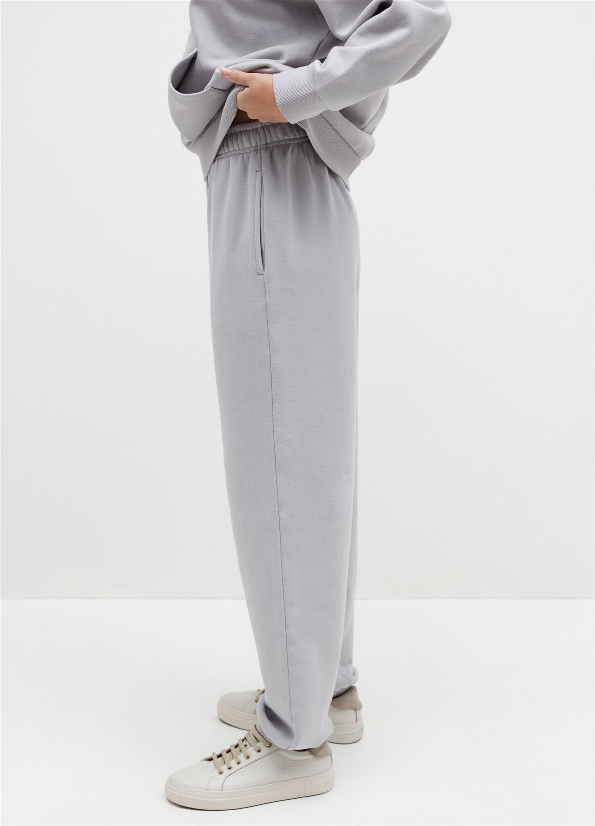 Peluş Açık Gri Jogger Pantolon