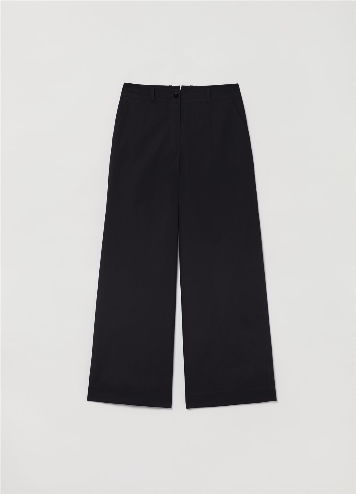 Poplin Bol Paçalı Siyah Pantolon