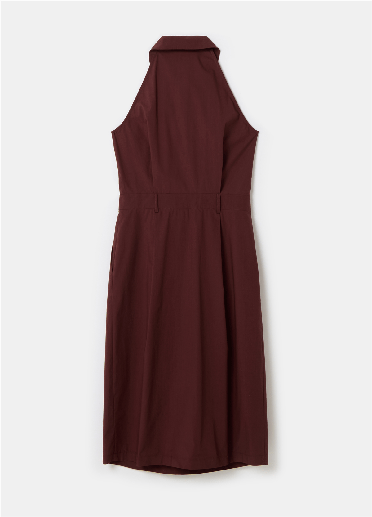 Poplin Kumaştan Kolsuz Bordo Gömlek Elbise