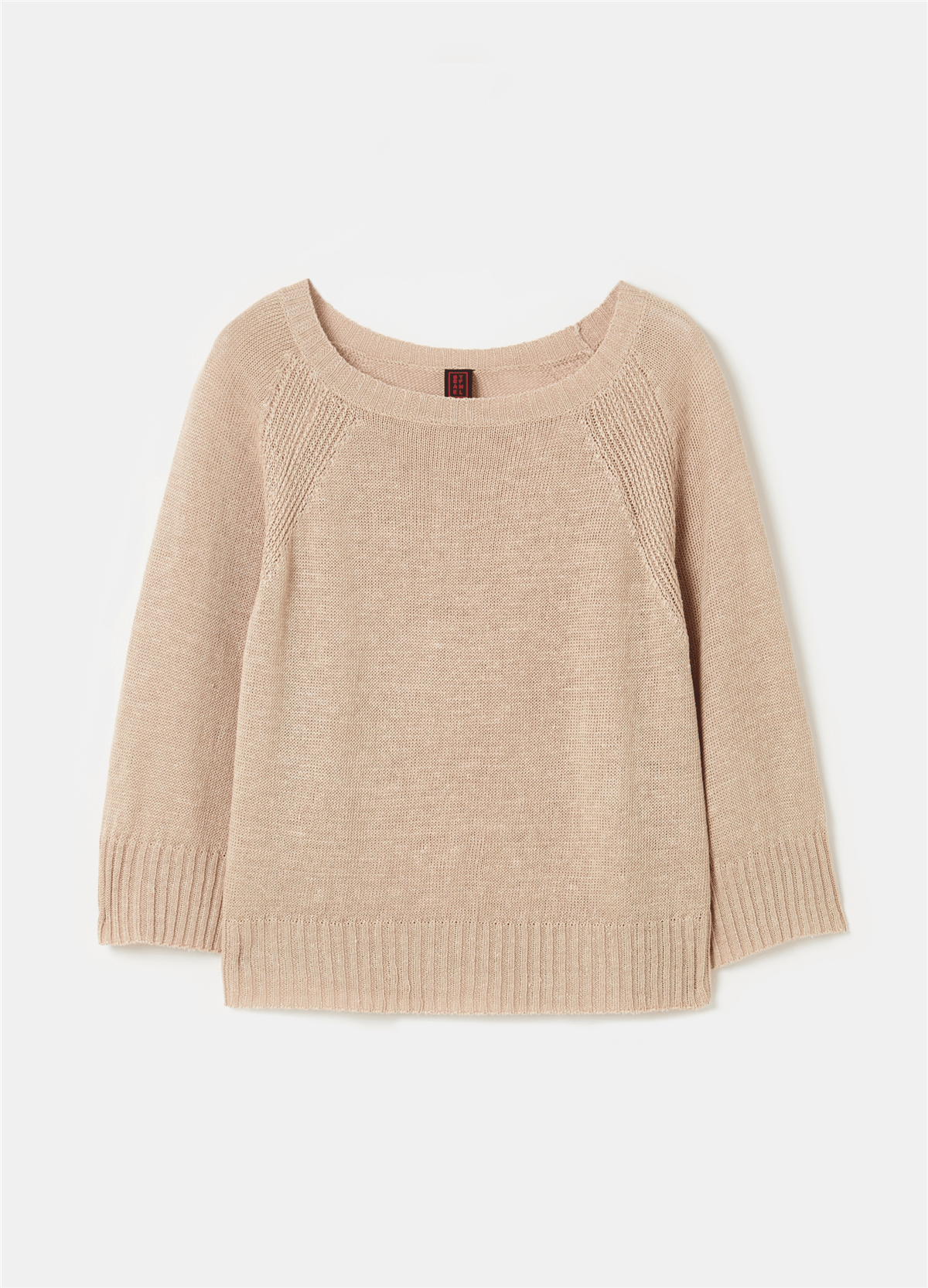 Reglan Kollu Keten Bej Tişört
