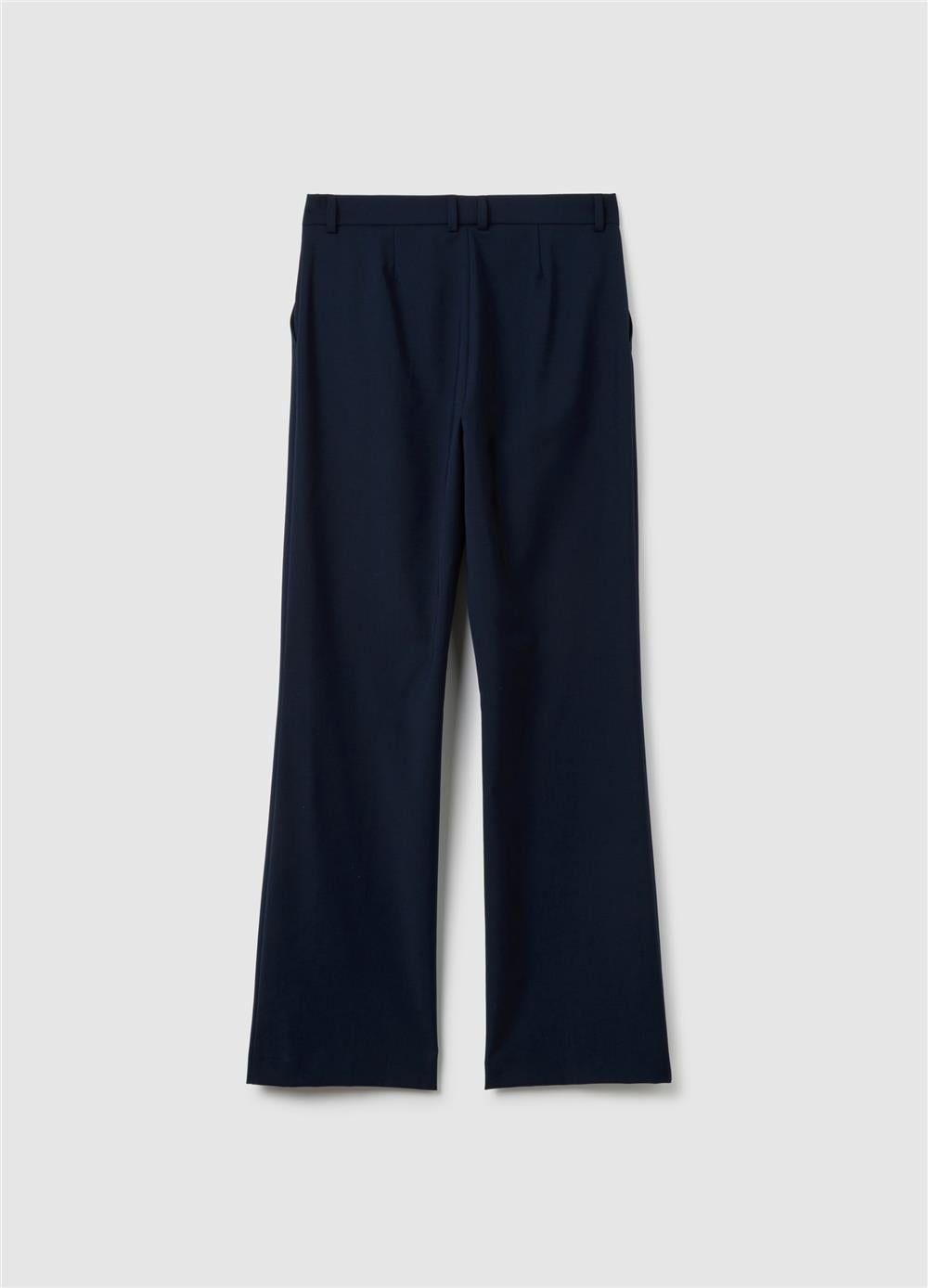 Regular Kalıp Mavi Yün Karışımlı Pantolon