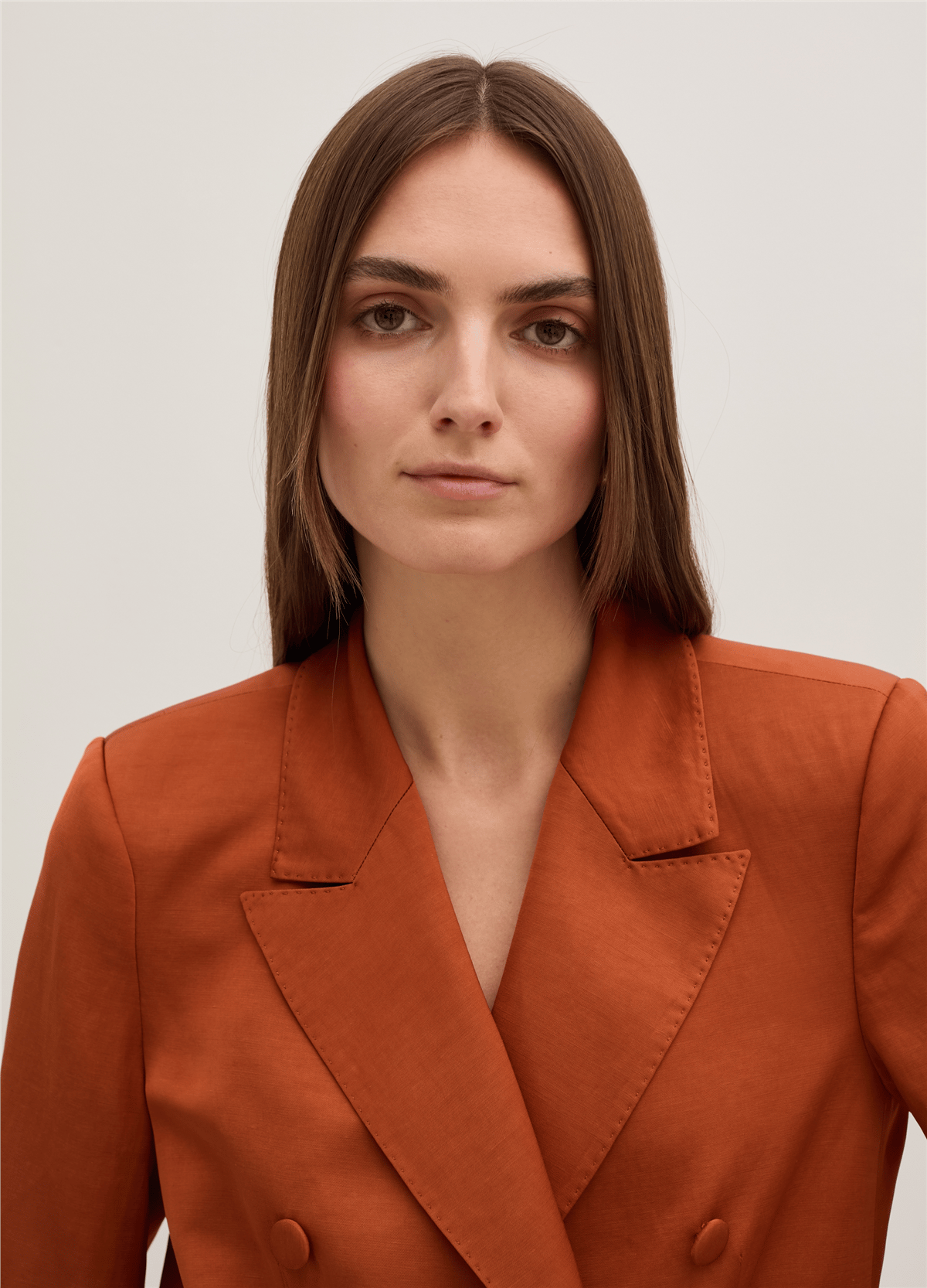 Saten Kruvaze Kiremit Blazer